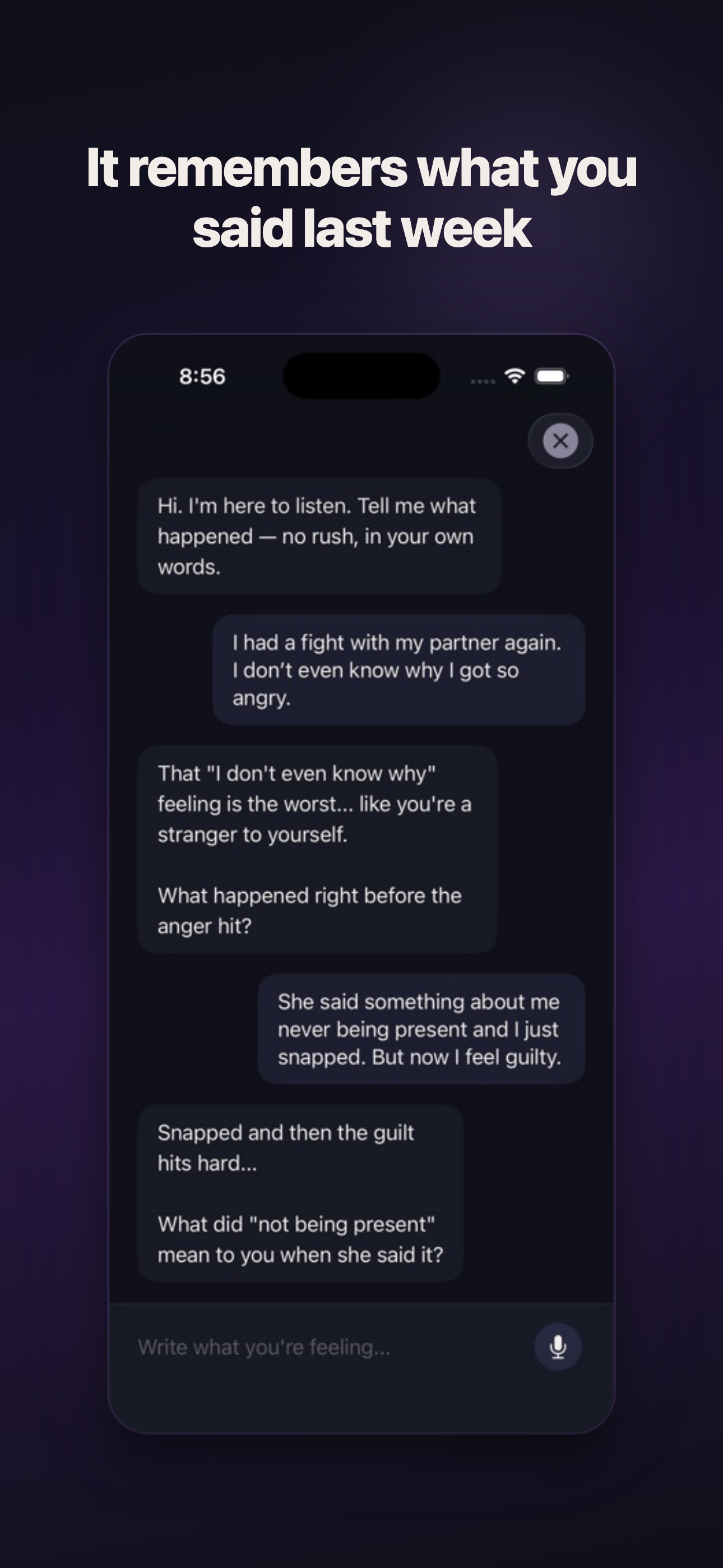 It remembers what you said last week