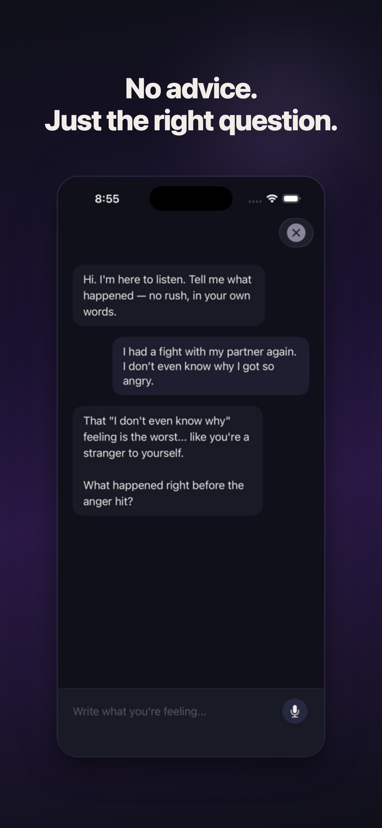 No advice. Just the right question.